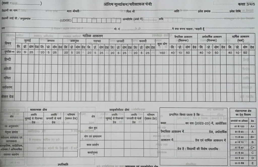 शिक्षा सत्र 2023-24 में आकलन एवं मूल्यांकन[aaklan and mulyankan]