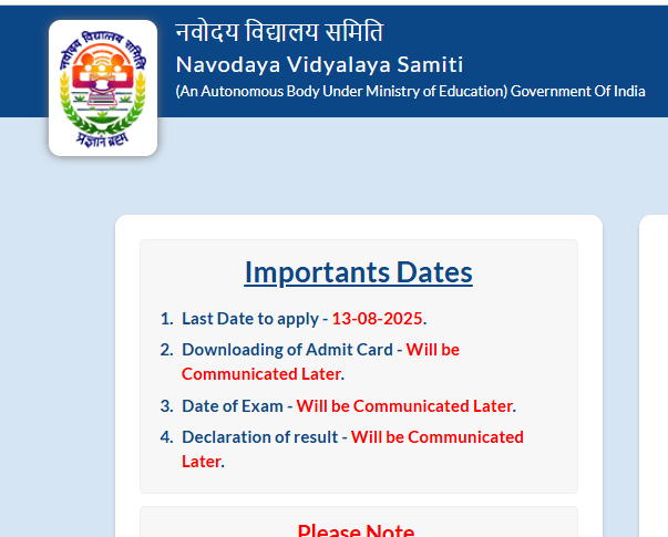 nvs Last Date to apply
