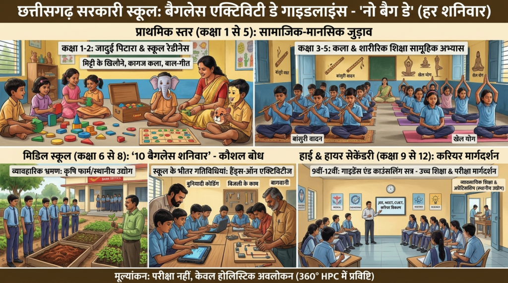 बैगलेस एक्टिविटी डे गाइडलाइंस: छत्तीसगढ़ के सरकारी स्कूलों में हर शनिवार कैसे मनेगा 'गतिविधि दिवस'? जानिए नियम Guidelines for Bagless Activity Day