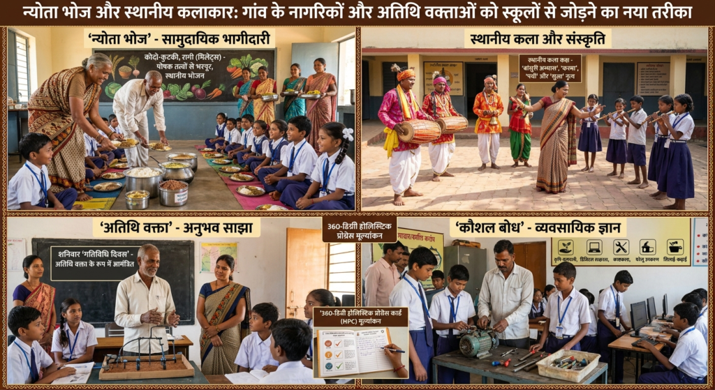 स्कूलों में 'न्योता भोज' और स्थानीय कलाकार: गांव के नागरिकों और अतिथि वक्ताओं को स्कूलों से जोड़ने का नया तरीका स्कूलों में 'न्योता भोज' और स्थानीय कलाकार: गांव के नागरिकों और अतिथि वक्ताओं को स्कूलों से जोड़ने का नया तरीका