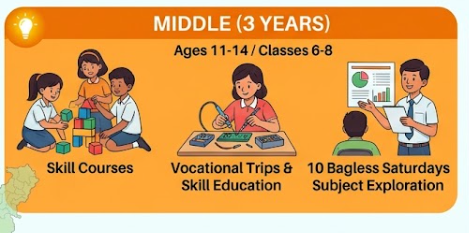 NEP 2020 के तहत छत्तीसगढ़ के स्कूलों का नया स्ट्रक्चर: जानिए क्या हैं मूलभूत (Foundational), प्रारंभिक (Preparatory), मध्य (Middle) और माध्यमिक (Secondary) स्तर? NEP 2020 के तहत छत्तीसगढ़ के स्कूलों का नया स्ट्रक्चर: जानिए क्या हैं मूलभूत (Foundational), प्रारंभिक (Preparatory), मध्य (Middle) और माध्यमिक (Secondary) स्तर?
