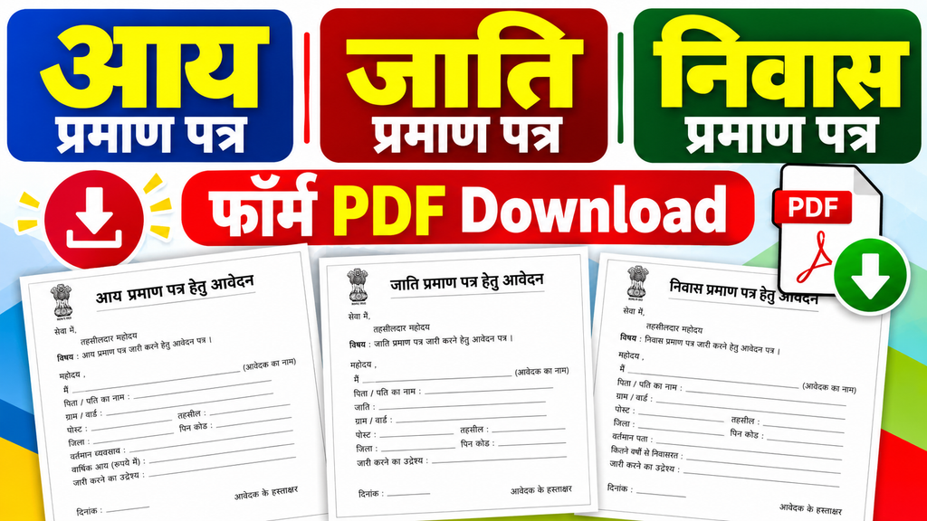आय, जाति एवं निवास प्रमाण पत्र फॉर्म PDF Download