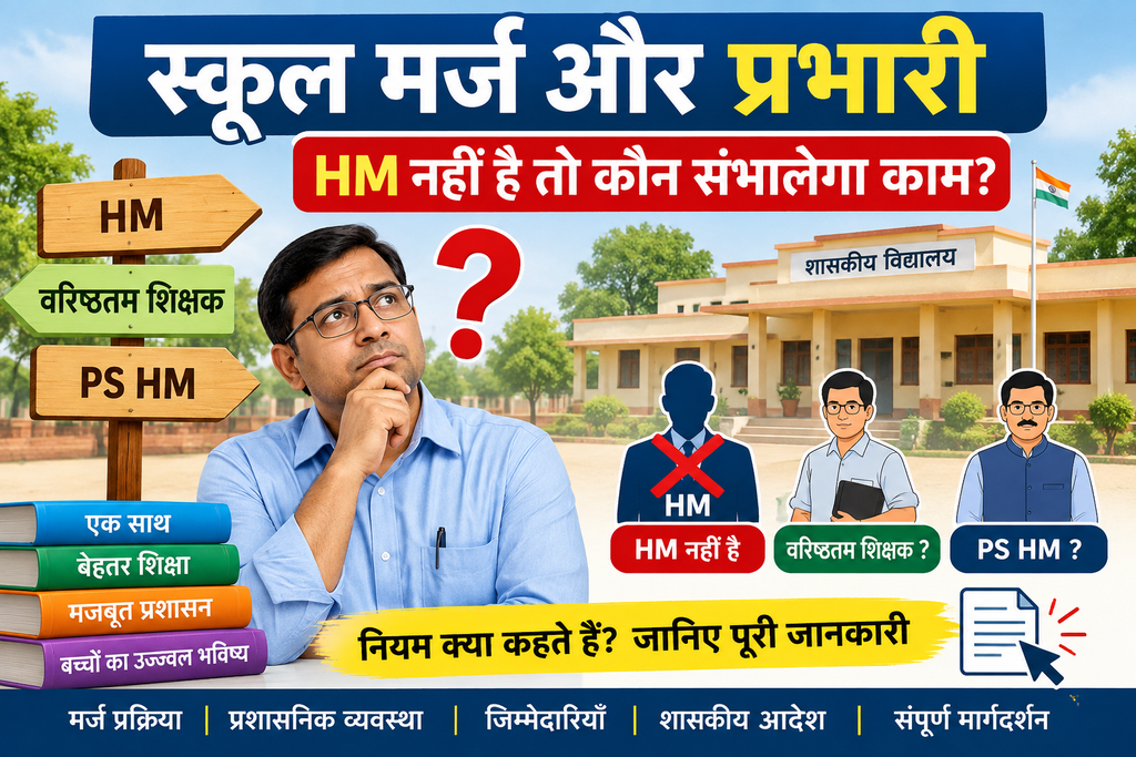 स्कूल मर्ज और प्रभारी: HM नहीं है तो वरिष्ठतम शिक्षक या PS HM?